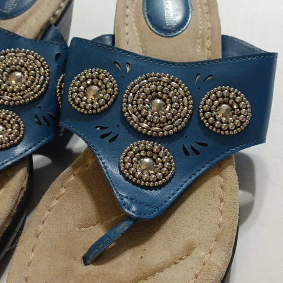 Solesenseability Blue wedge sandal with beaded design - Picture 3 of 8